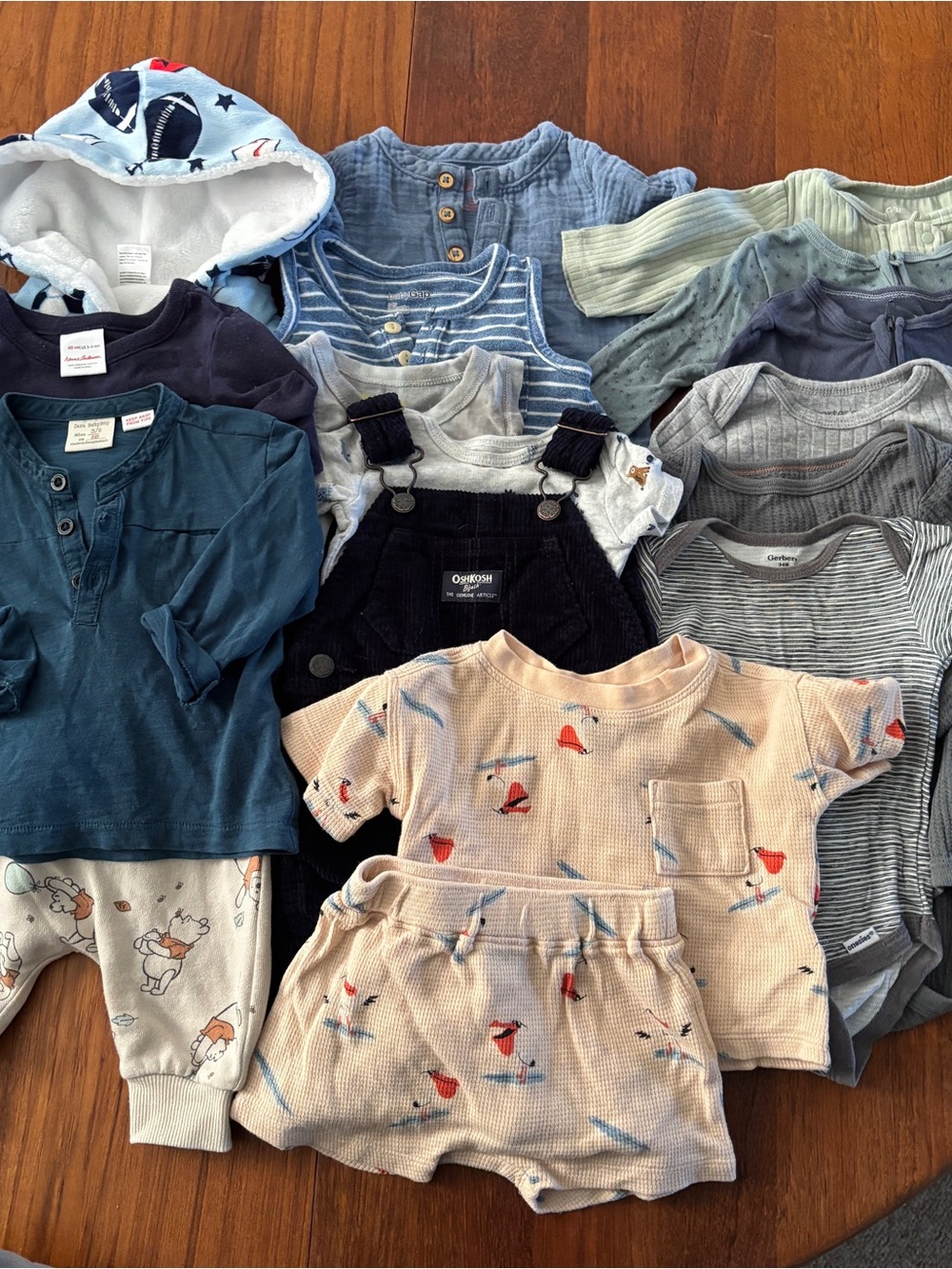 Lot of 17 items - Baby boy 3-6 months Zara, cloud island, burts bees clothes